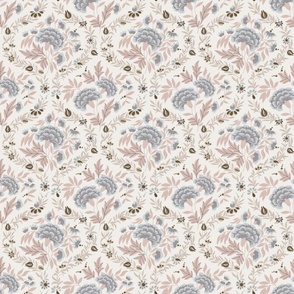 Georgian Floral - Soft Pink,  Blue - Small Scale