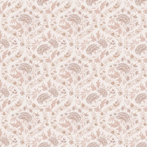 Georgian Floral - Softest Pink Blush, White - Small Scale