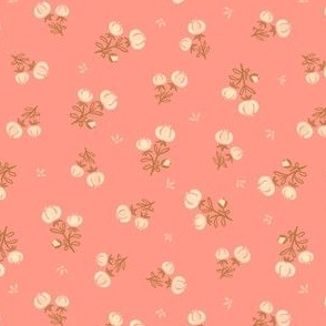 Nondirectional Cotton Bolls | Caramel Cream | Cottagecore Geese Autumn Dreamy Pink