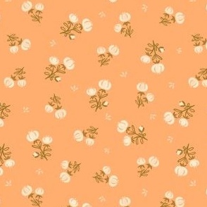 Nondirectional Cotton Bolls | Caramel Cream | Cottagecore Geese Autumn