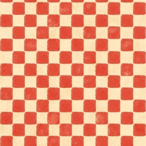 Country Checkerboard Check | Orange & Cream | Country Cottagecore Goose | Dreamy Pink Aesthetic