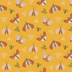 Whimsical Orange Ecru Moths 
