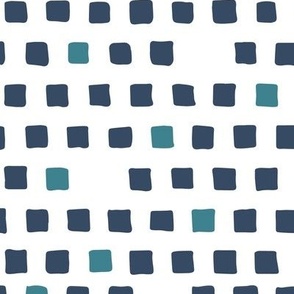 simple squares - white - navy - teal - large