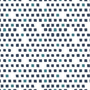 simple squares - white - navy - teal - small