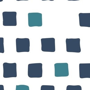 simple squares - white - navy - teal - xlarge