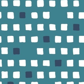 simple squares - teal - white - large