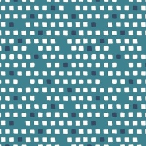 simple squares - teal - white - small