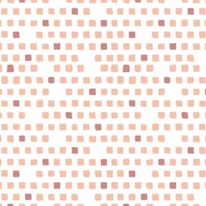 simple squares - white - peach - small