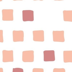 simple squares - white - peach - xlarge