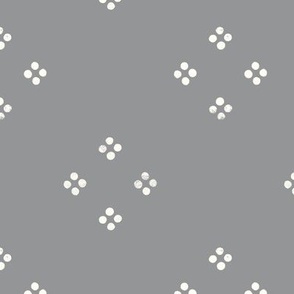 (small) Rustic block print Polka Petals ultimate gray grey and white natural