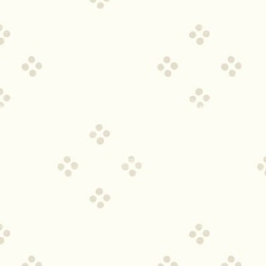 (small) Rustic block print Polka Petals bone white and beige natural