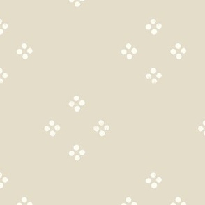 (small) Rustic block print Polka Petals bone white and beige natural