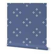 (large) simple subtle farmhouse Rustic block print Petals deep rich blue