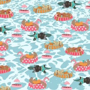 Doodle Dogs Swim Day Summer Textile Print with Dogs Swimwear Summer tops Kids Design 