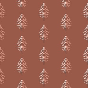Block Print Minimalist masculine botanical leaves in earthy rust red