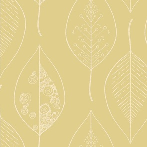 Minimalist masculine block print botanical leaves in sunshine yellow
