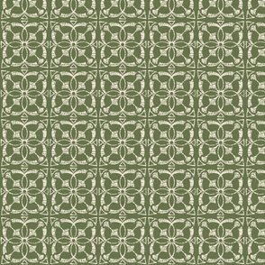 s - floral print block - green