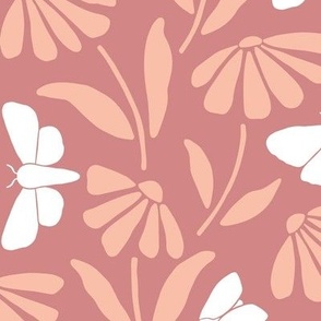simple daisies - minimalistic moths - pink - large