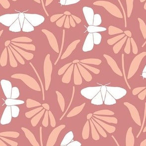 simple daisies - minimalistic moths - pink - medium