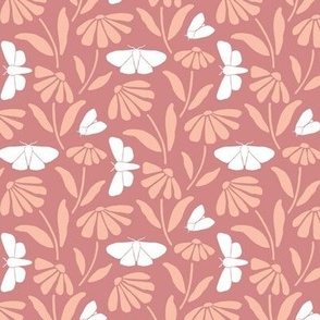 simple daisies - minimalistic moths - pink - small