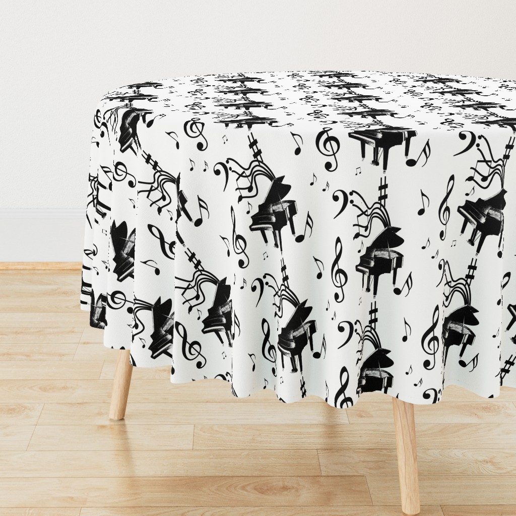 Piano Music Round Tablecloth | Spoonflower