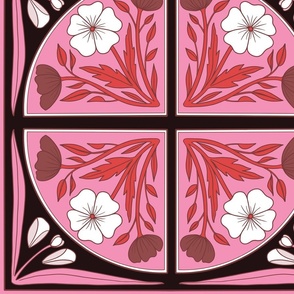 XL Scale // Floral Tile in Pink, Red, White, Brown and Black