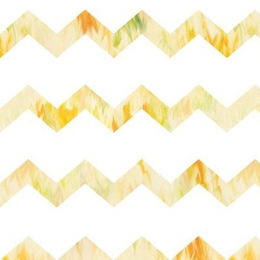 Hand Painted Yellow Floral Chevron Medium Scale