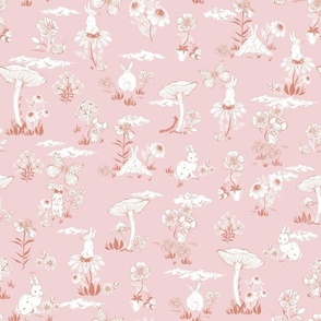 Woodland Bunny Toile _Light Pink