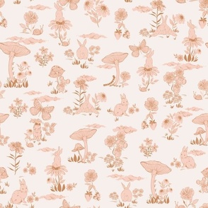 Woodland Bunny Toile_ Peach Cream