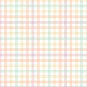 (S) Gingham in Orange Mauve Gold and Green on White