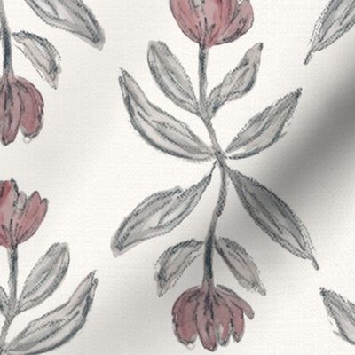 Medium - Woven Tulips - Stripes - Ivory Texture