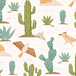 Desert cactus and birds