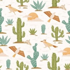 Small-Desert cactus and birds