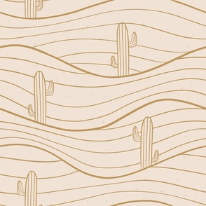 Cactus on Desert Sand Dunes-beige and khaki brown