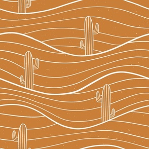 Cactus on Desert Sand Dunes-burnt orange