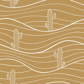 Cactus on Desert Sand Dunes-khaki brown