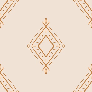 Hand Drawn Boho Diamonds-Beige and Burnt Orange