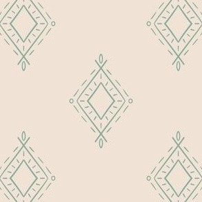 Small-Hand Drawn Boho Diamonds-Beige and Mint