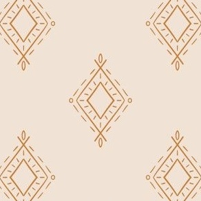 Small-Hand Drawn Boho Diamonds-Beige and Burnt Orange