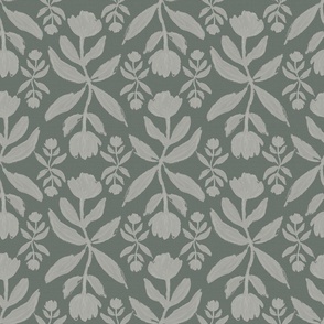 Medium - Woven Tulips - Silhouette - Green Grey Texture