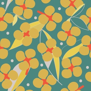 Sally's Garden - Colourful Bold Minimalism - Teal And Gold.
