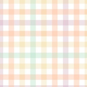 (L) Gingham in Orange Mauve Gold and Green on White