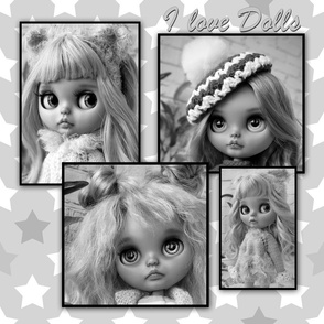 I love Dolls black and white photo of dolls