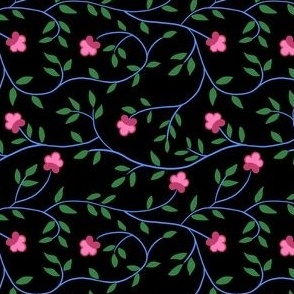 Heather 's Floral Swirls and Vines, Black