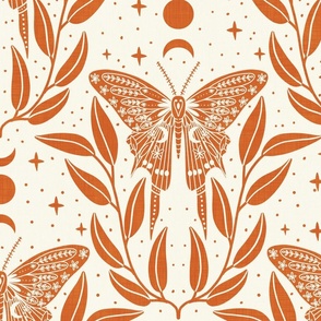 luna moth - orange on white for wallpaper