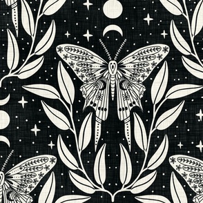 luna moth - white on black for wallpaper