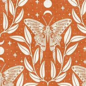 luna moth - white on orange for wallpaper