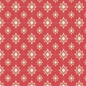 Festive stars on Christmas Pink - Natural Christmas - star grid, Christmas Pink - large