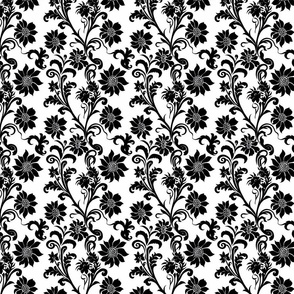 Elegant Black and White Floral Damask Pattern 