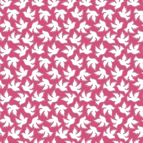 (S) Peace Doves with Dots Tossed Bright Pink and White